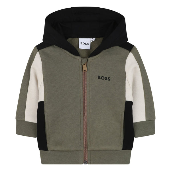 Baby Boys Green Logo-Print Zip-Up Hoodie