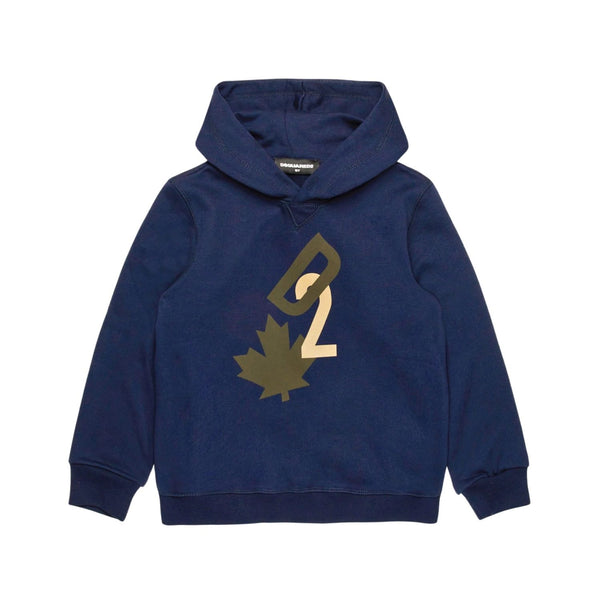 Boys Navy Blue Logo-Print Hoodie