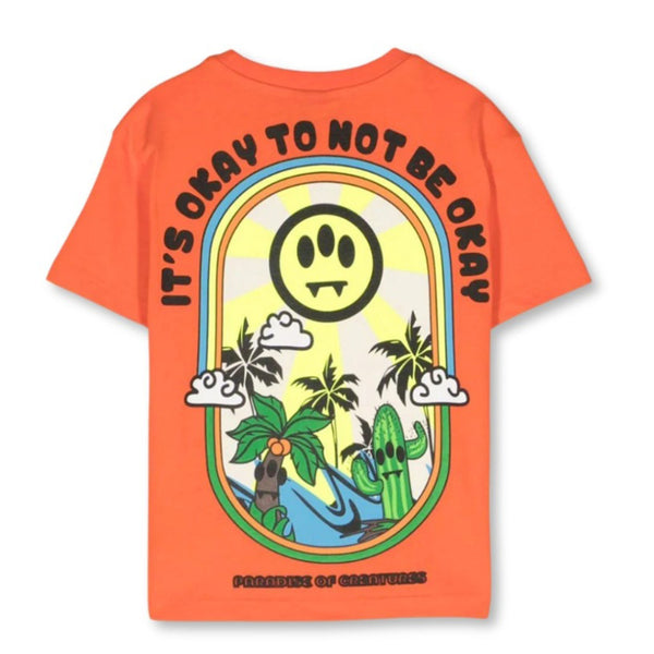 Unisex Orange Logo-Print T-Shirt