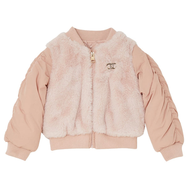 Baby Girls Pink Faux Fur Bomber Jackets