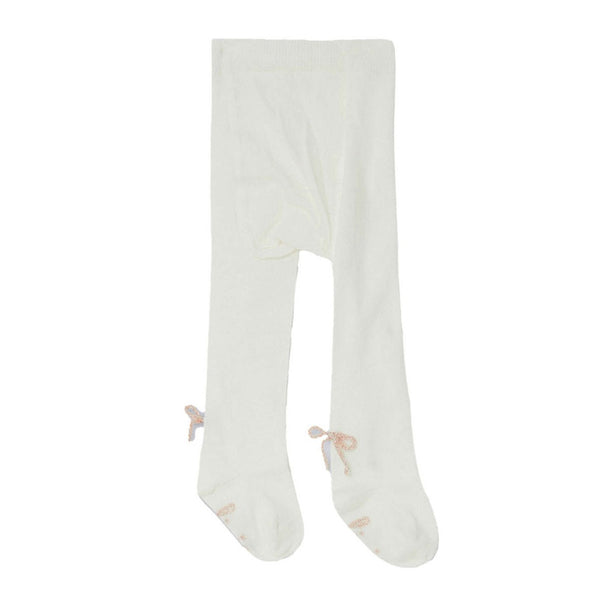 Girls White Logo Print Tights