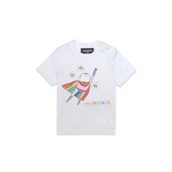 Girls White Half Sleeves T-Shirt