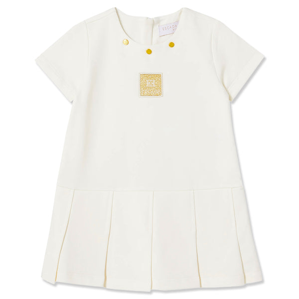 Baby Girls White Logo-Patch Dresses