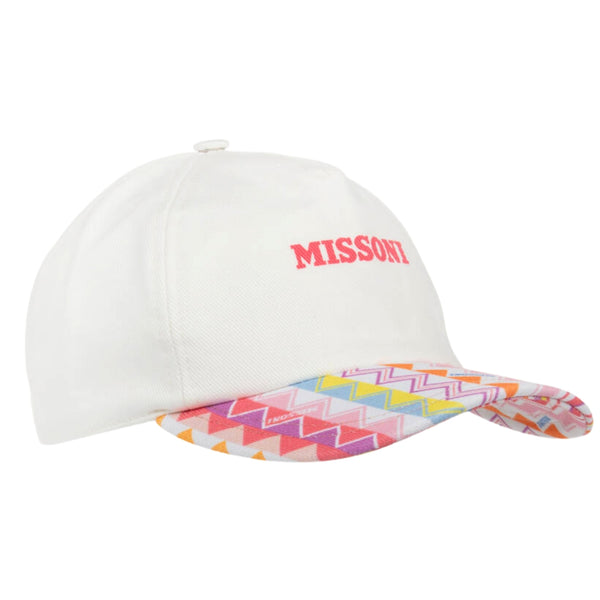 Girls White Cotton Zigzag Cap