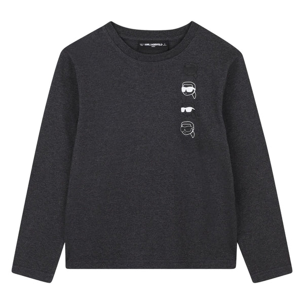 Boys Black Graphic-Print T-Shirts