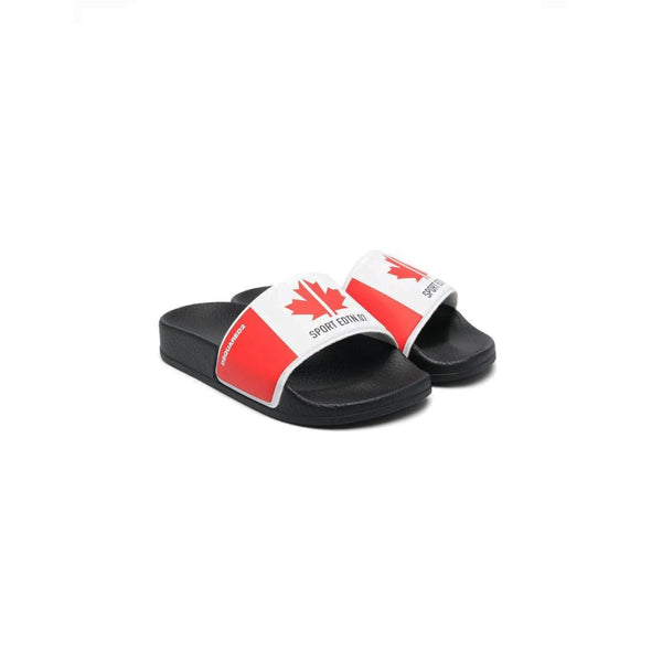 Kids Black Logo Print Slides