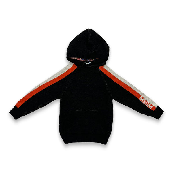 Boys Black Wool Knit Hoodie