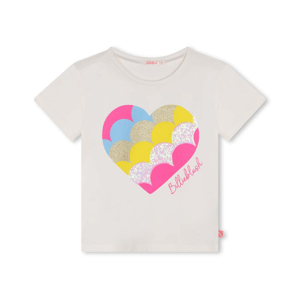 Girls Ivory Cotton Heart T-Shirt