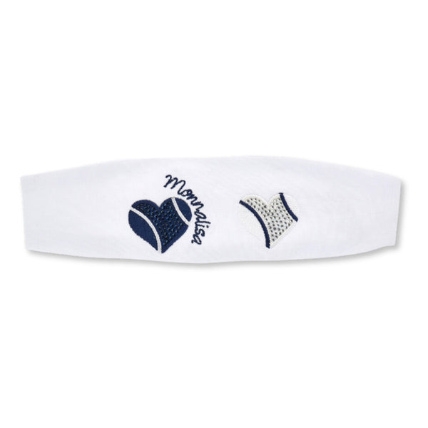 Girls White Jersey Headband With Embroidery