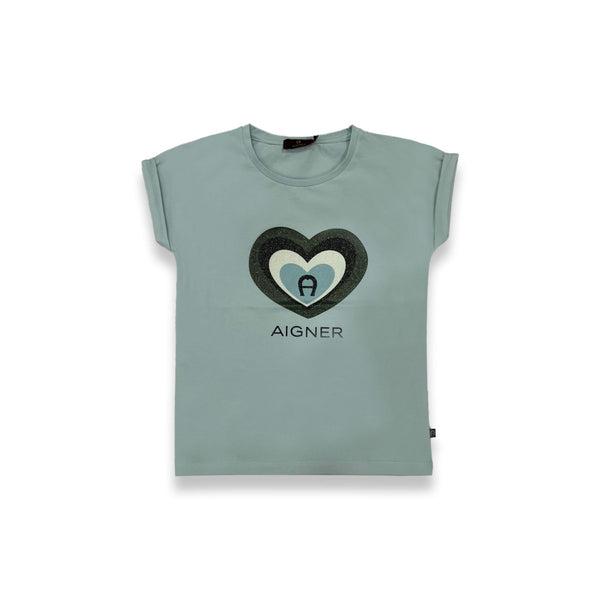 Girls Blue Logo Print T-Shirt