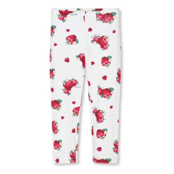 Girls Ivory Cotton Strawberry Leggings