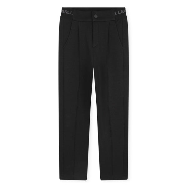 Boys Black Logo Waistband Track-Pant