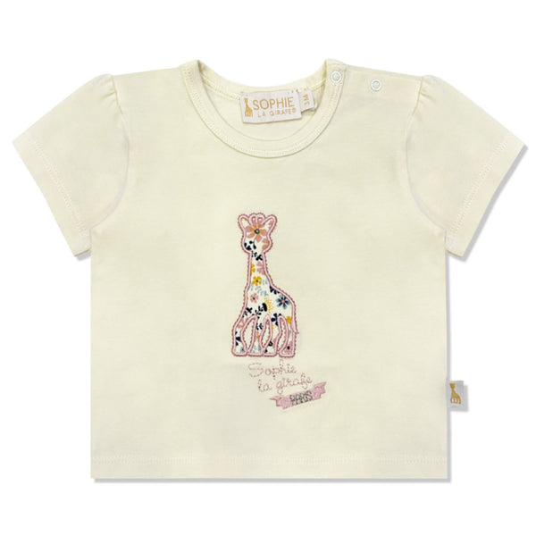 Baby Girls Cream Embroidery Logo T-Shirt
