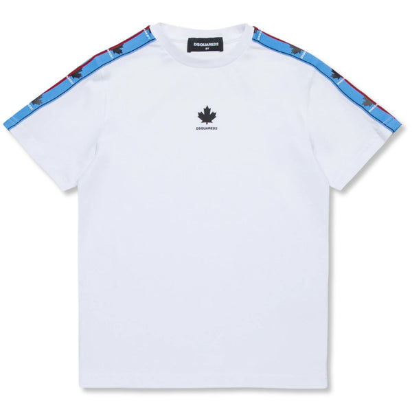 Boys White T-shirt With Logo Ribbon