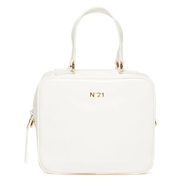 Girls White Logo-Patch Satchel Bag