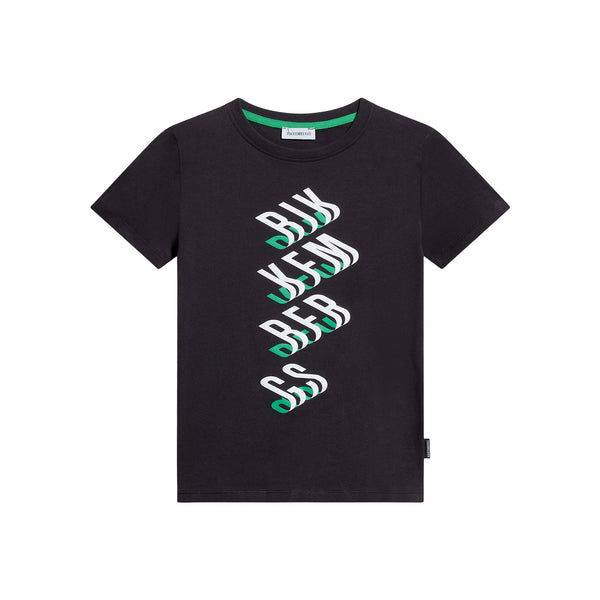Boys Black Logo-Print Cotton T-Shirt