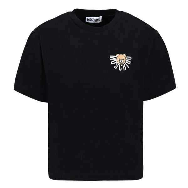 Unisex Black Teddy-Logo Print T-Shirt