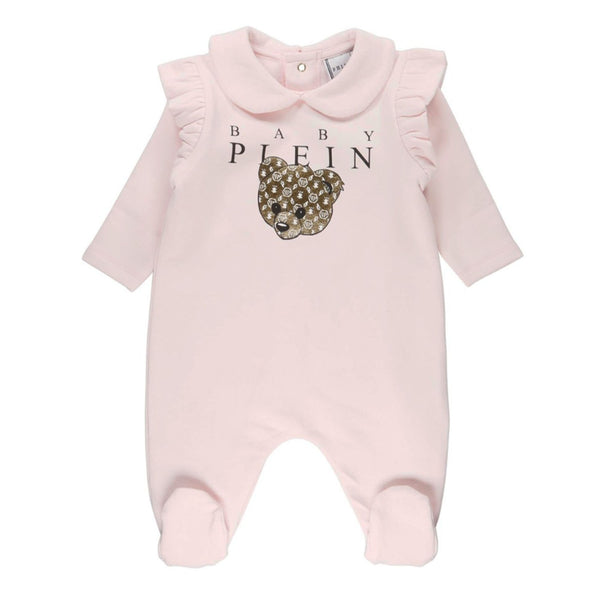 Baby Girls Pink Logo Print Romper
