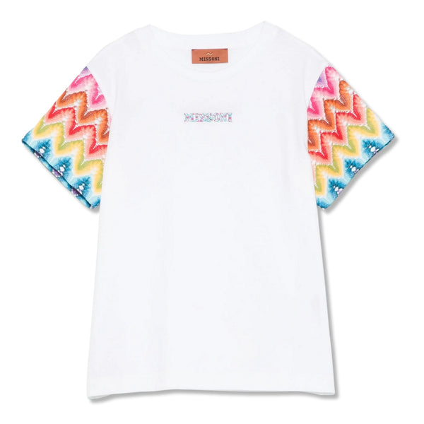 Girls White Logo-Embroidered T-Shirt