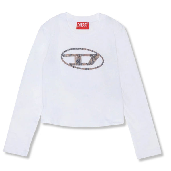 Girls White Logo-Print T-Shirts