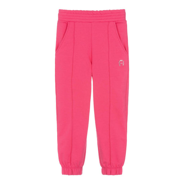 Girls Pink Logo Cotton Joggers