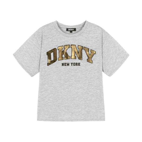 Girls Grey Logo-Print Cotton T-Shirt