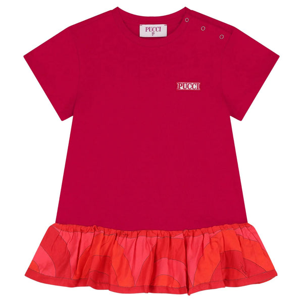 Baby Girls Red Logo-Patch Dress
