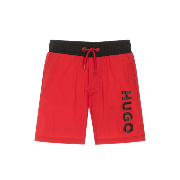 Boys Red Logo-Print Swim Shorts