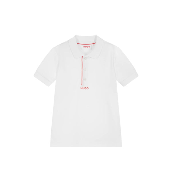 Boys White Cotton Polo T-Shirt