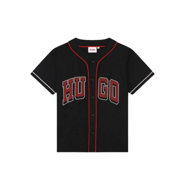 Boys Black Collarless Cotton Shirt