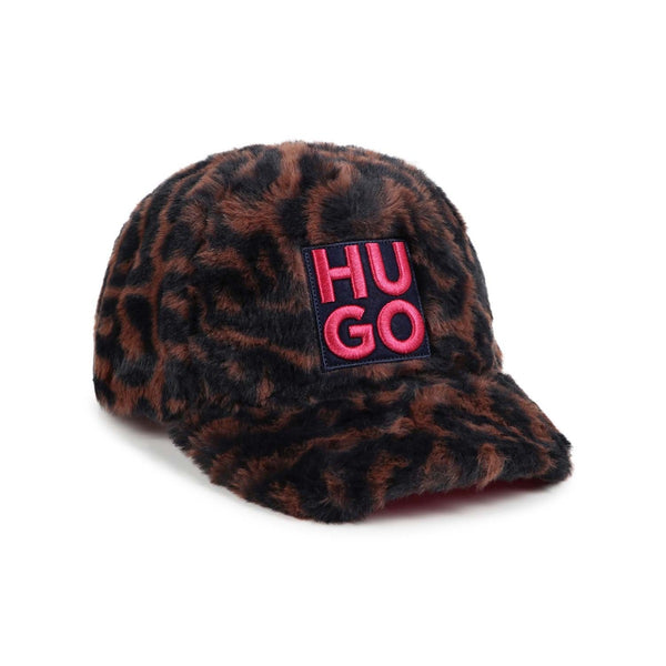 Girls Brown Logo-Applique Faux-Fur Cap