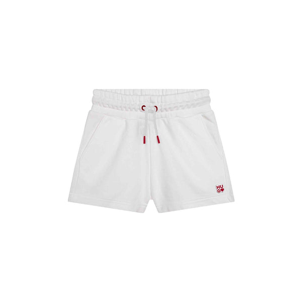 Boys White Cotton Shorts