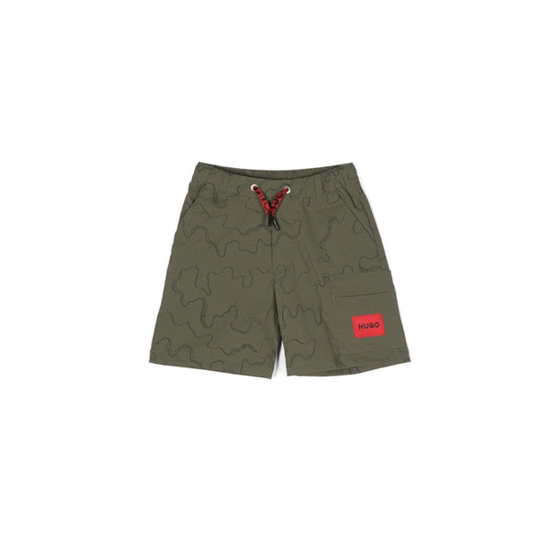 Boys Khaki Green Cotton Shorts