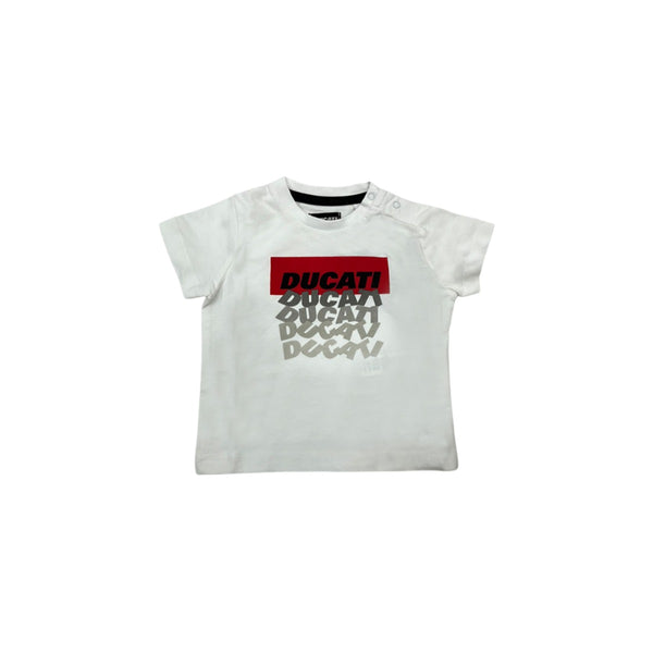 Boys White Cotton Logo T-Shirt