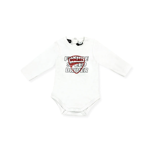 Baby Boys White Logo Print Babysuit