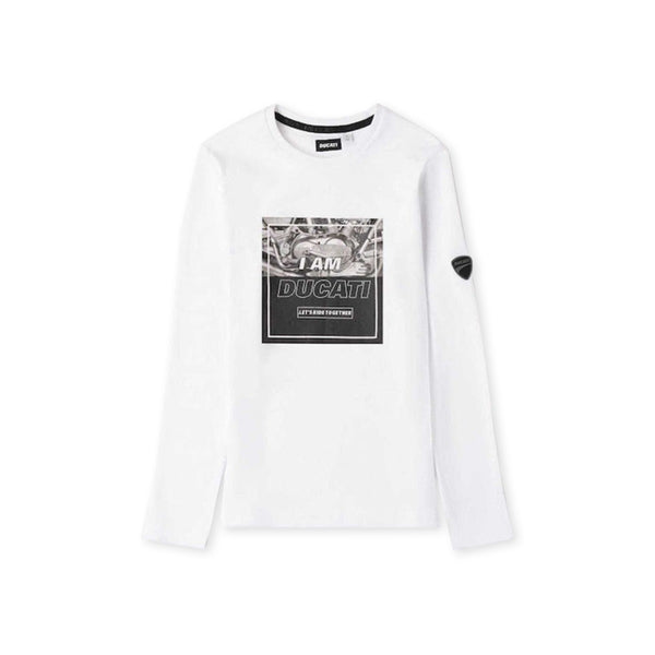 Boys White Full Sleeves T-Shirt