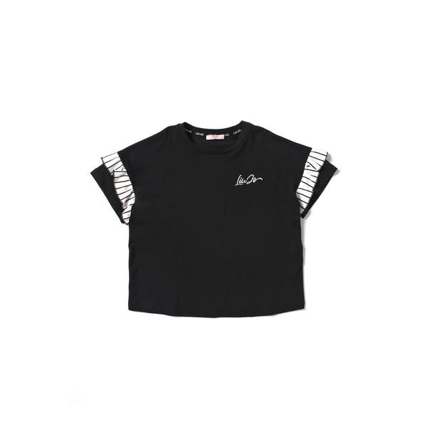 Girls Black Cotton T-Shirt