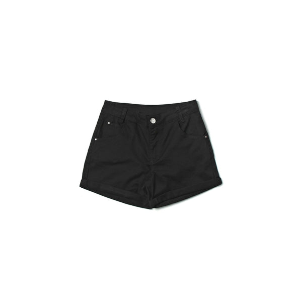 Girls Black Cotton Shorts
