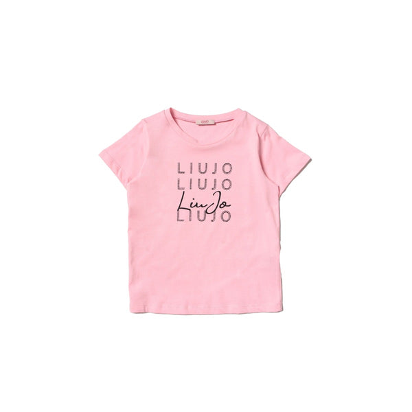 Girls Pink Cotton Logo T-Shirt