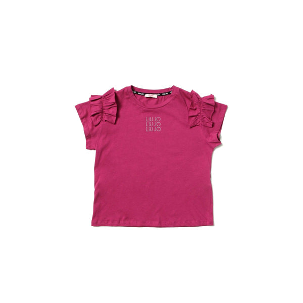Girls Pink Cotton Logo T-Shirt