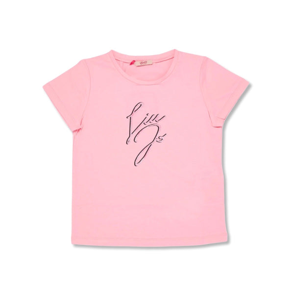 Girls Pink Logo-Print Cotton T-Shirt