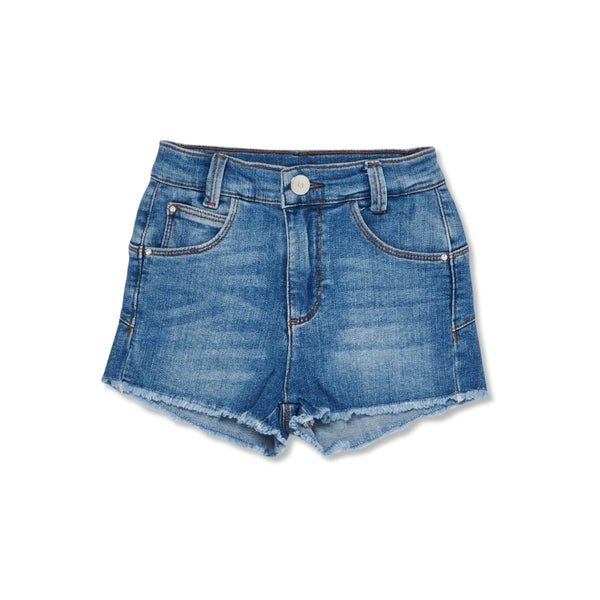 Girls Denim Blue Cotton Shorts