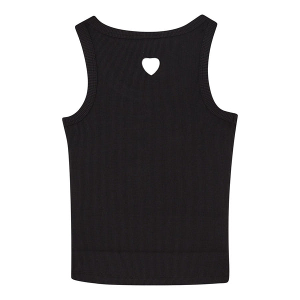 Girls Black Rib-Knit Cotton Top