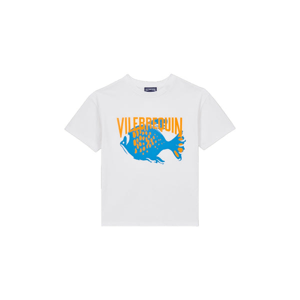 Boys White VBQ Fish Print T-Shirt