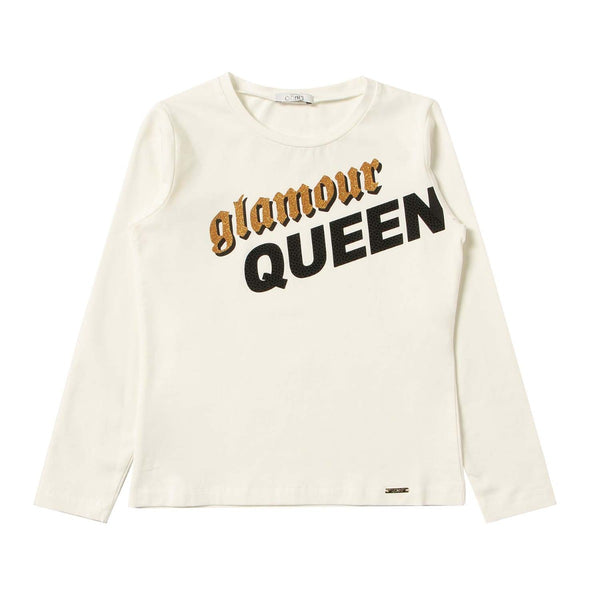 Girls Printed White T-shirt