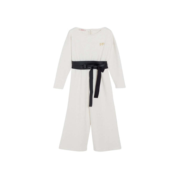 White Logo Jumpsuit Dress For Girl