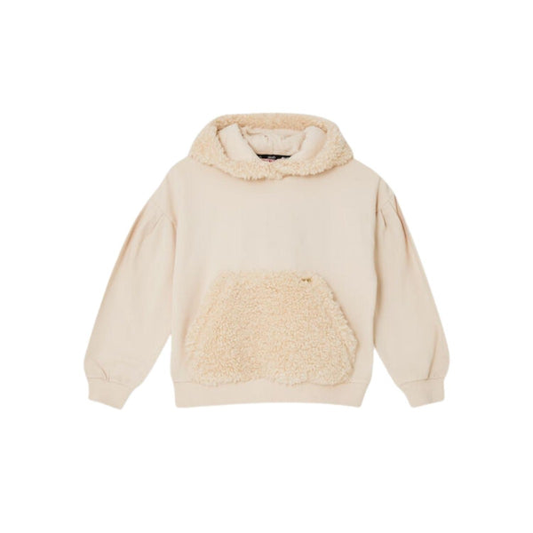 Girls Cream Sweatshirt With Teddy Details