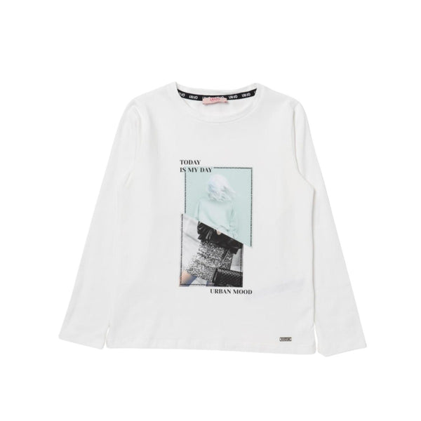 Girls White Logo Print T-Shirt