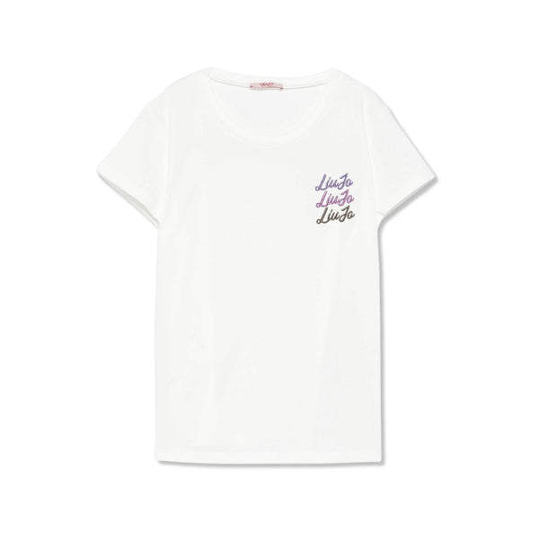 Girls White Logo-Embroidered Cotton T-shirt