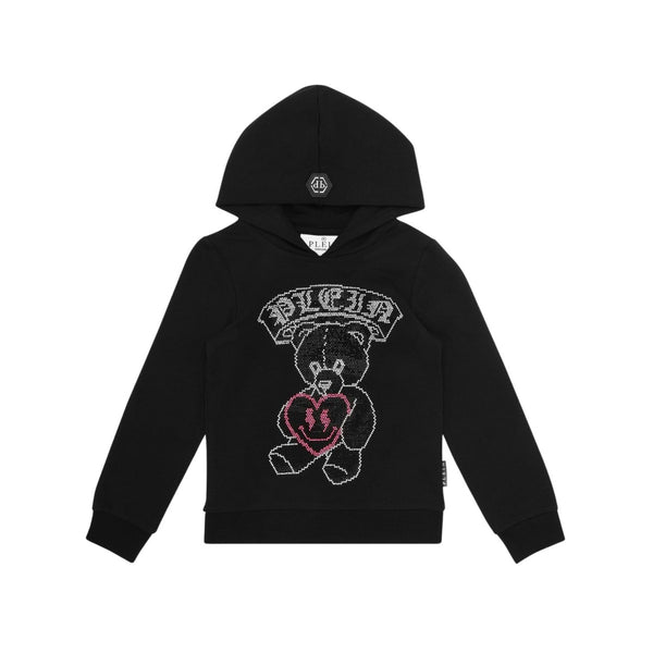 Girls Black Rhinestoned-Teddy Hoodie